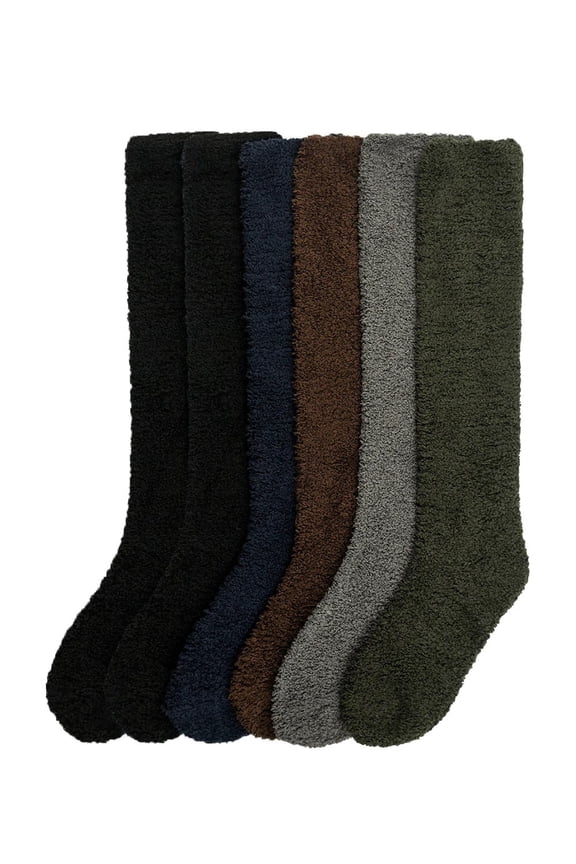 6-PACK Couver Women's Comfort Plush Soft Knee High Socks, Solid Color, 9-11