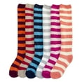 thumbnail image 1 of 6-PACK Couver Women's Comfort Plush Soft Knee High Socks, Stripes Pattern, 9-11, 1 of 1