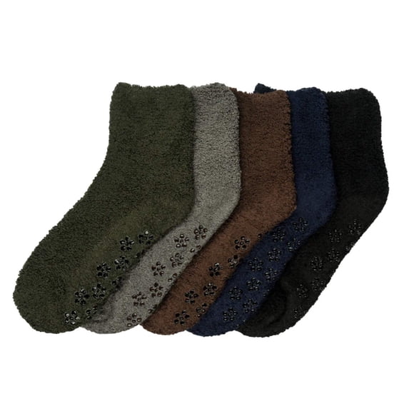 6-PACK Couver Women's Warm Soft Plush Socks, Multi-Solid Color, 9-11 (NON SKID)