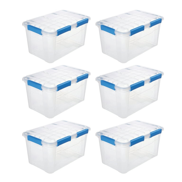 6 PACK - EZY STORAGE WATERPROOF 13.2Gal/52.8Qt/50L STORAGE BOX