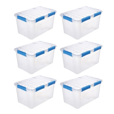 6 PACK - EZY STORAGE WATERPROOF 13.2Gal/52.8Qt/50L STORAGE BOX IP67