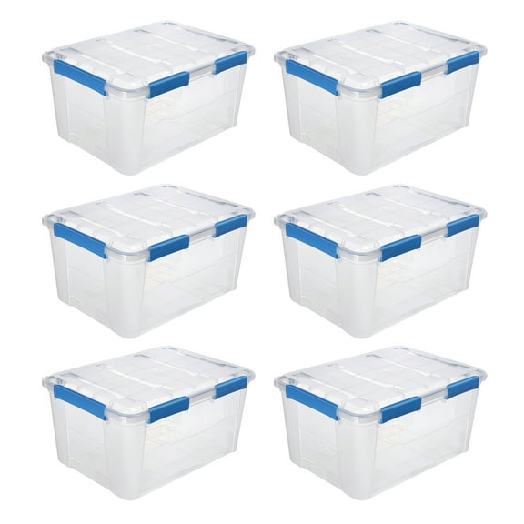 6 PACK - EZY STORAGE WATERPROOF 19.8Gal/79.3Qt/75L STORAGE BOX IP67
