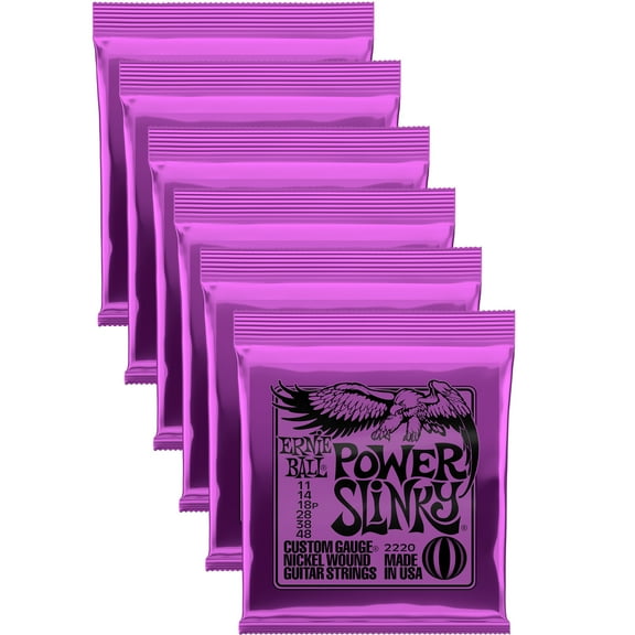 6 PACK Ernie Ball Power Slinky Electric Guitar Strings, Nickel Wound