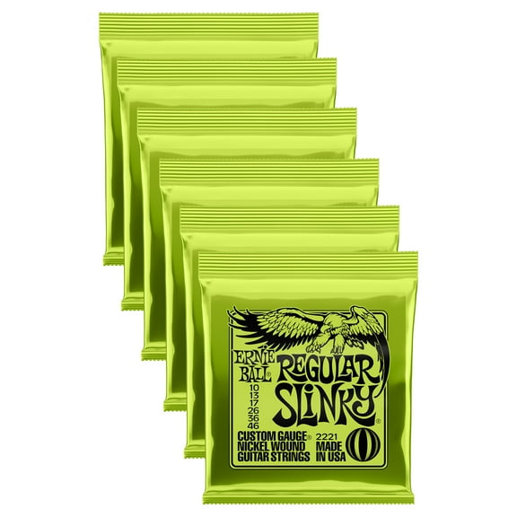 6 PACK Ernie Ball Regular Slinky Electric Guitar Strings, Nickel Wound