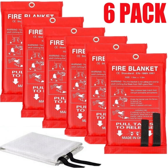 6 PACK FIRE BLANKET Fiberglass Hero Emergency Home Retardant Prepared 39''x39''