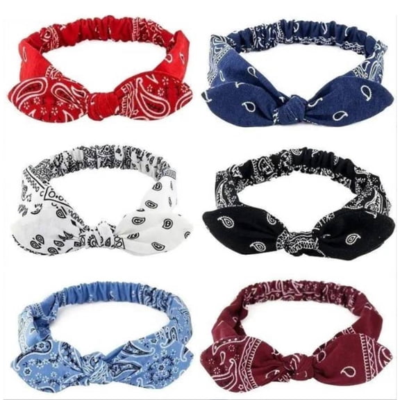 6 PACK Floral Wire Headwraps Soft Cotton Lightweight Headbands for Women Girls Athletic Daily Boho Style