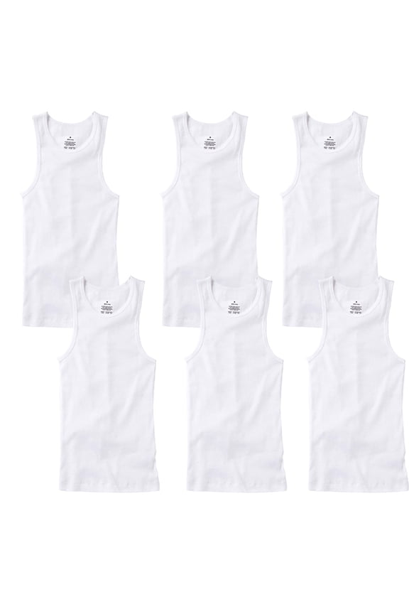 6 PACK Men Tank Top Workout Athletic White A-Shirts 100% Cotton Undershirt Ribbed Size:XX-Large