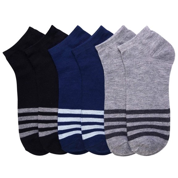6-PACK Men's Comfort Low Cut Socks, Spandex Socks, Stripes, 10-13