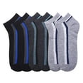 thumbnail image 1 of 6-PACK Men's Comfort Low Cut Socks, Spandex Socks, Stripes, 10-13, 1 of 1