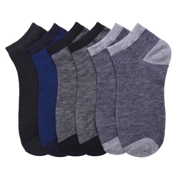 6-PACK Men's Comfort Low Cut Socks, Spandex Socks, Stripes Pattern, 10-13