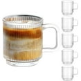 thumbnail image 1 of 6-piece set of high-quality glass coffee cups with handles, transparent tea cups, suitable for hot/cold drinks, glassware set, suitable for Americano, latte, cappuccino, 1 of 7