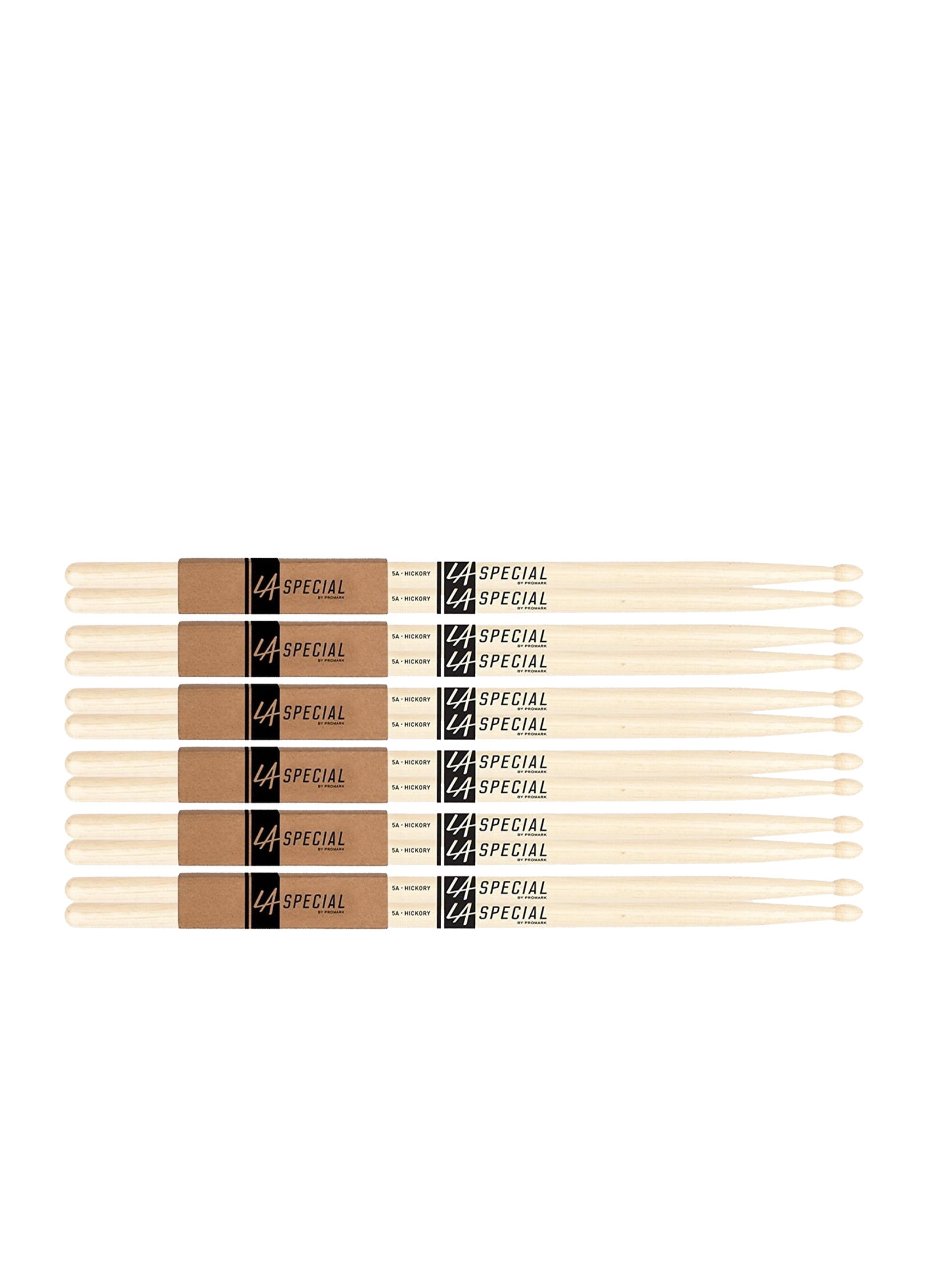 6 PACK Promark LA Special 5A Wood Tip Drumstick, LA5AW-6