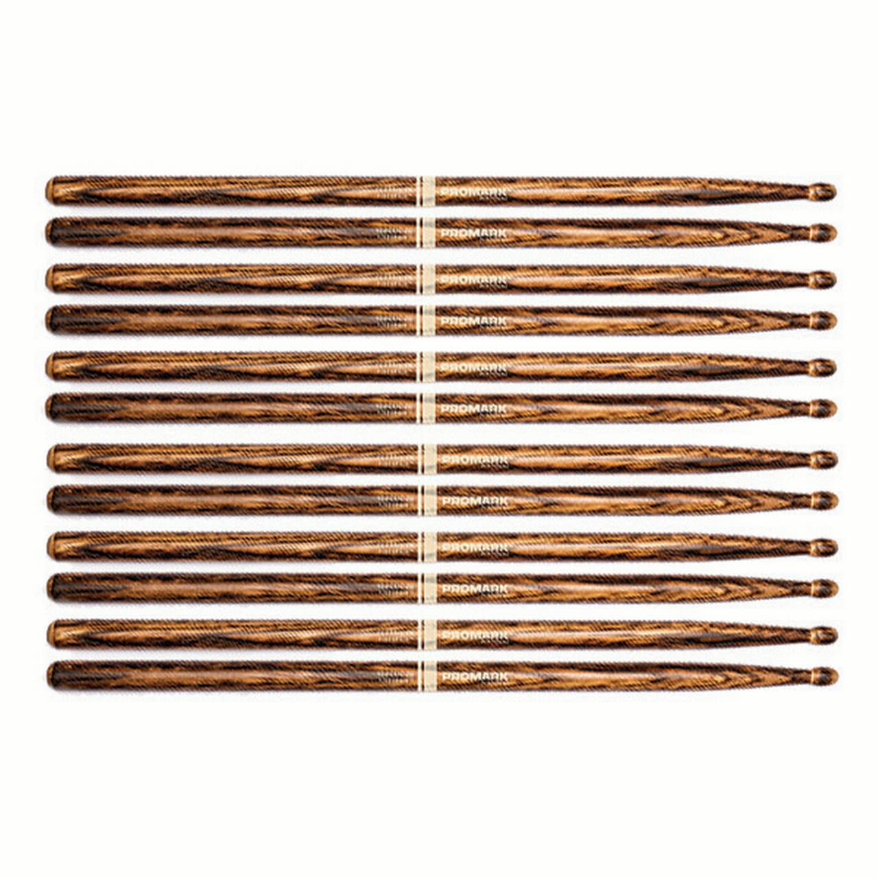 6 PACK Promark TX2BW-FG FireGrain Classic 2B Drumsticks, Oval Tip TX2BW-FG-6