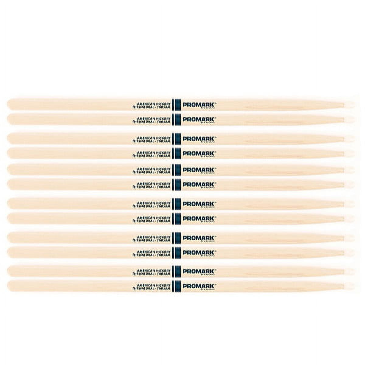 6 PACK Promark TXR5AN American Hickory Natural Nylon Tip, Unlacquered TXR5AN-6