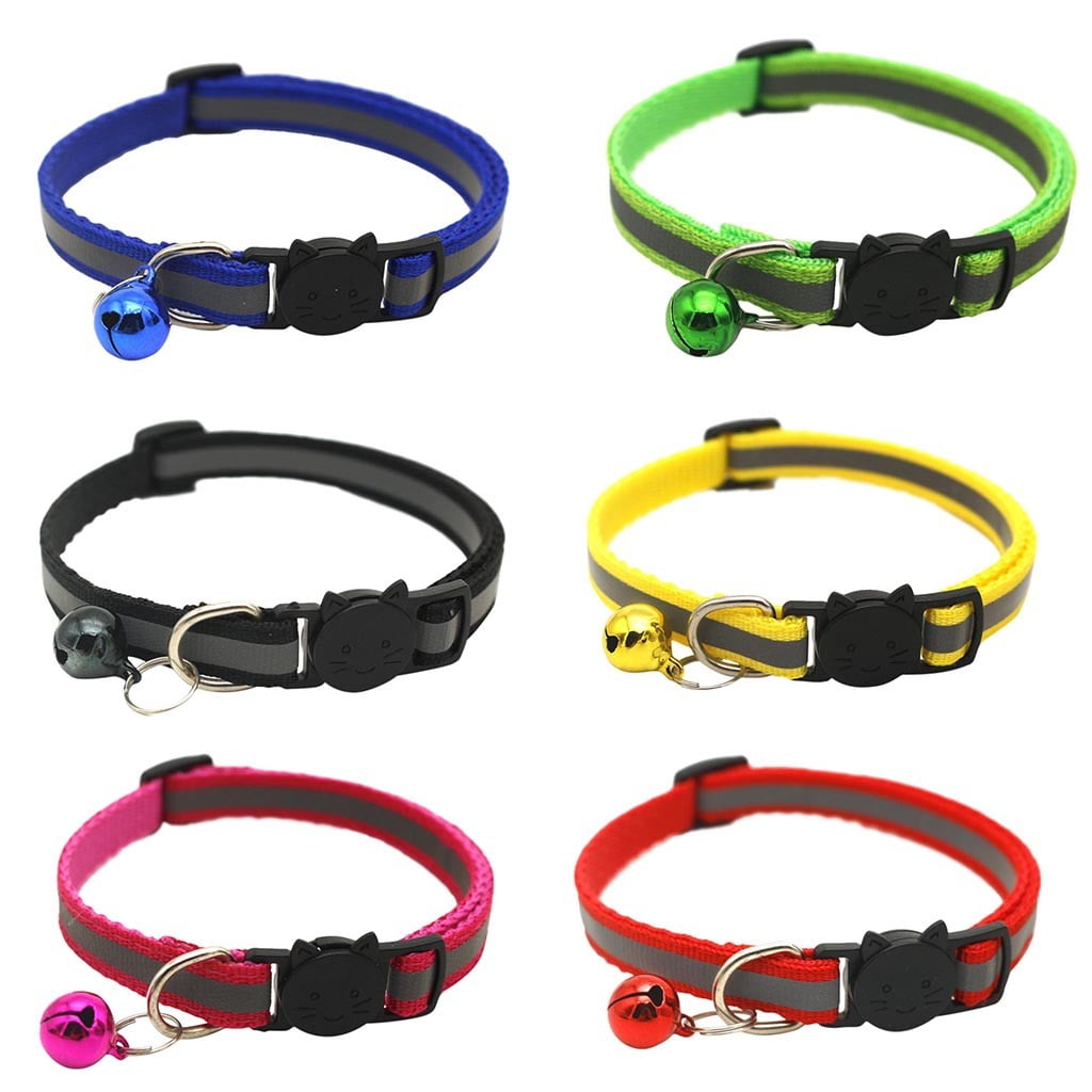 6 PACK Reflective Cat Collars Quick Release with Bell Adjustable