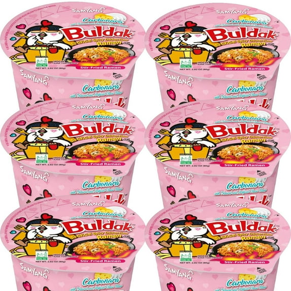 6 PACK, Samyang Buldak Spicy Chicken Carbonara Instant Noodle Soup Cup