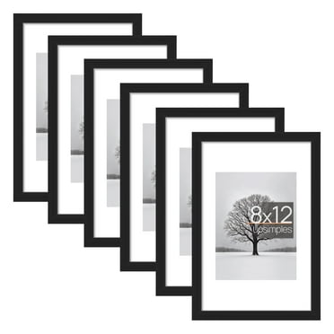 Sindcom 6 Pack 8x12 Picture Frames,Display Pictures 6x8 with Mat or 8x12 Without Mat,Gallery Wall Photo Frames, Black
