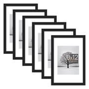 Sindcom 6 Pack 8x12 Picture Frames,Display Pictures 6x8 with Mat or 8x12 Without Mat,Gallery Wall Photo Frames, Black