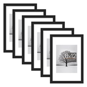 Sindcom 6 Pack 8x12 Picture Frames,Display Pictures 6x8 with Mat or 8x12 Without Mat,Gallery Wall Photo Frames, Black