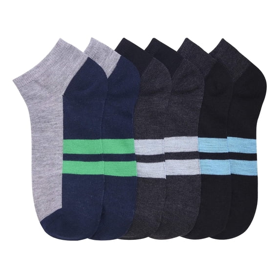 6-PACK Toddler Boy's Comfort Low Cut Socks, Spandex Socks, Stripes Pattern-0-12