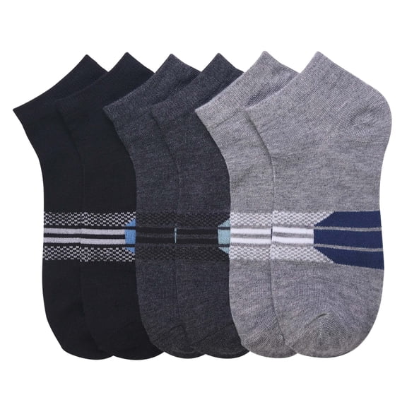 6-PACK Toddler Boy's Comfort Low Cut Socks, Spandex Socks, Stripes Pattern, 0-12