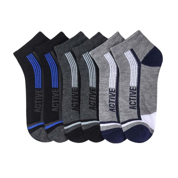 6-PACK Toddler Boy's Comfort Low Cut Socks, Spandex Socks, Stripes Pattern-4-6
