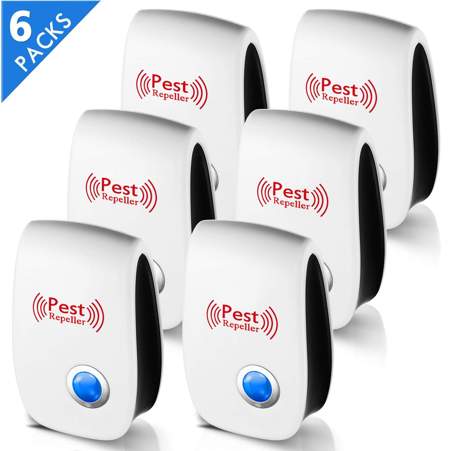 6 Pack Ultrasonic Pest Repeller Indoor PlugIn Electronic Device Effective Against Roaches