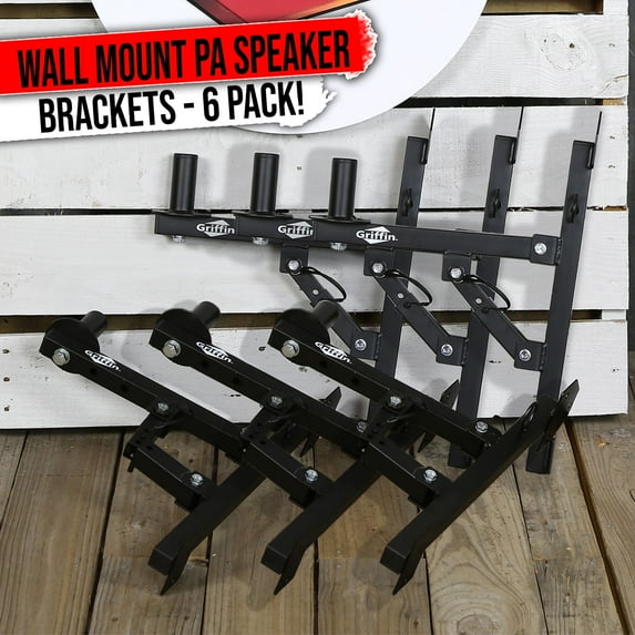 6-PACK Wall Mountable PA Speaker Bracket Stands Griffin | Level Tilt Adjustments