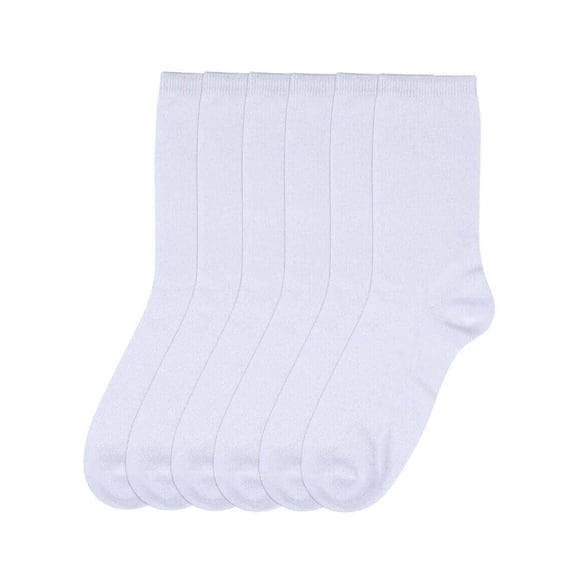 Couver Women's Comfort Crew Socks, 6-Pack, White, Size 9-11