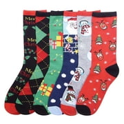 6-PACK Women's Comfort Design Crew Socks, Christmas, Xmas, 9-11