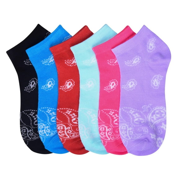 6-PACK Women's Comfort Low Cut Socks, Spandex Socks, BANDANA, 9-11