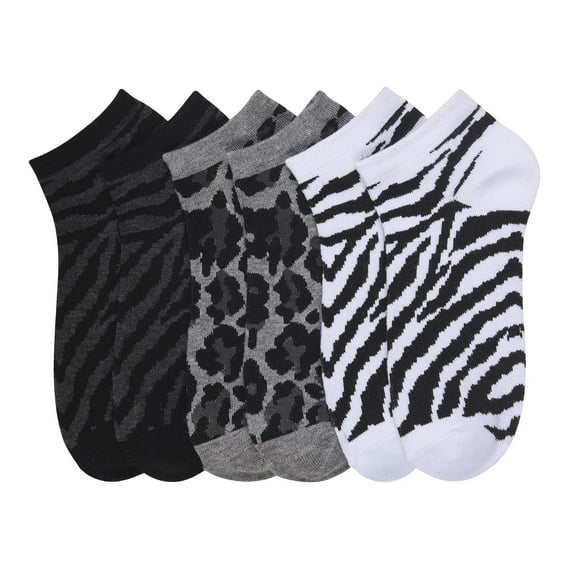 6-PACK Women's Comfort Low Cut Socks, Spandex Socks, WILD, 9-11