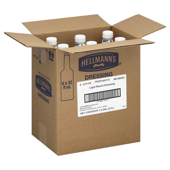 6 PACKS : Hellmanns Blue Ribbon Collection Light Ranch Dressing, 32 Ounce