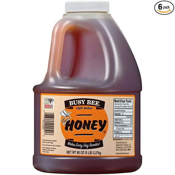 6 PACKS : Honey Busy Bee Light Amber 6 Case 5 Pound