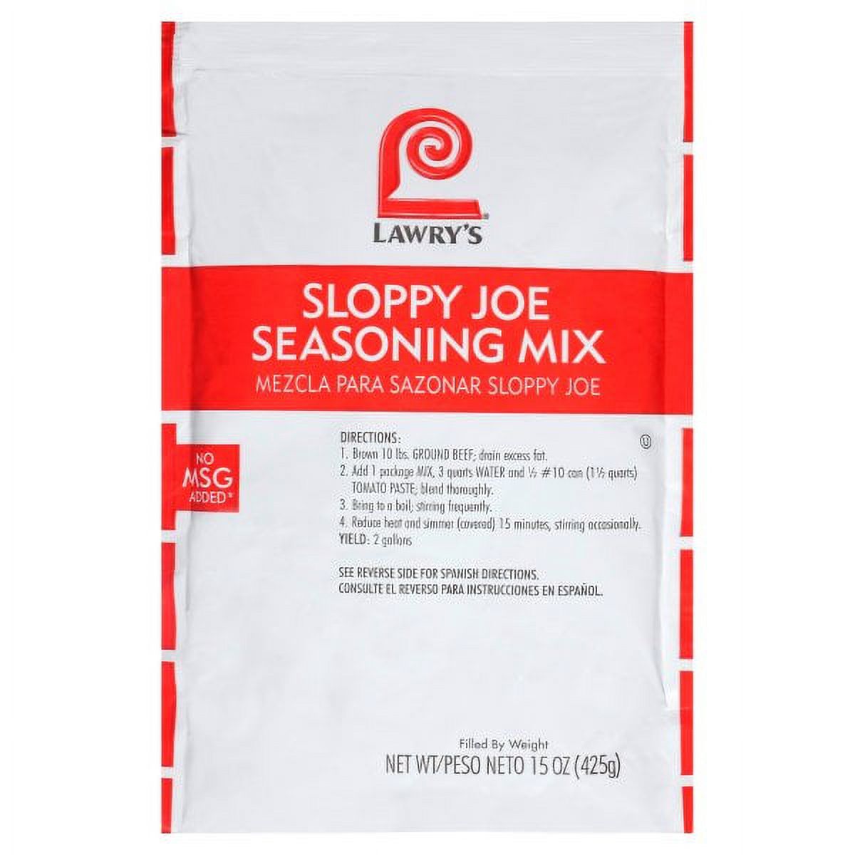 6 PACKS Lawrys Sloppy Joe Seasonings 15 oz. pack, 6 packs per case