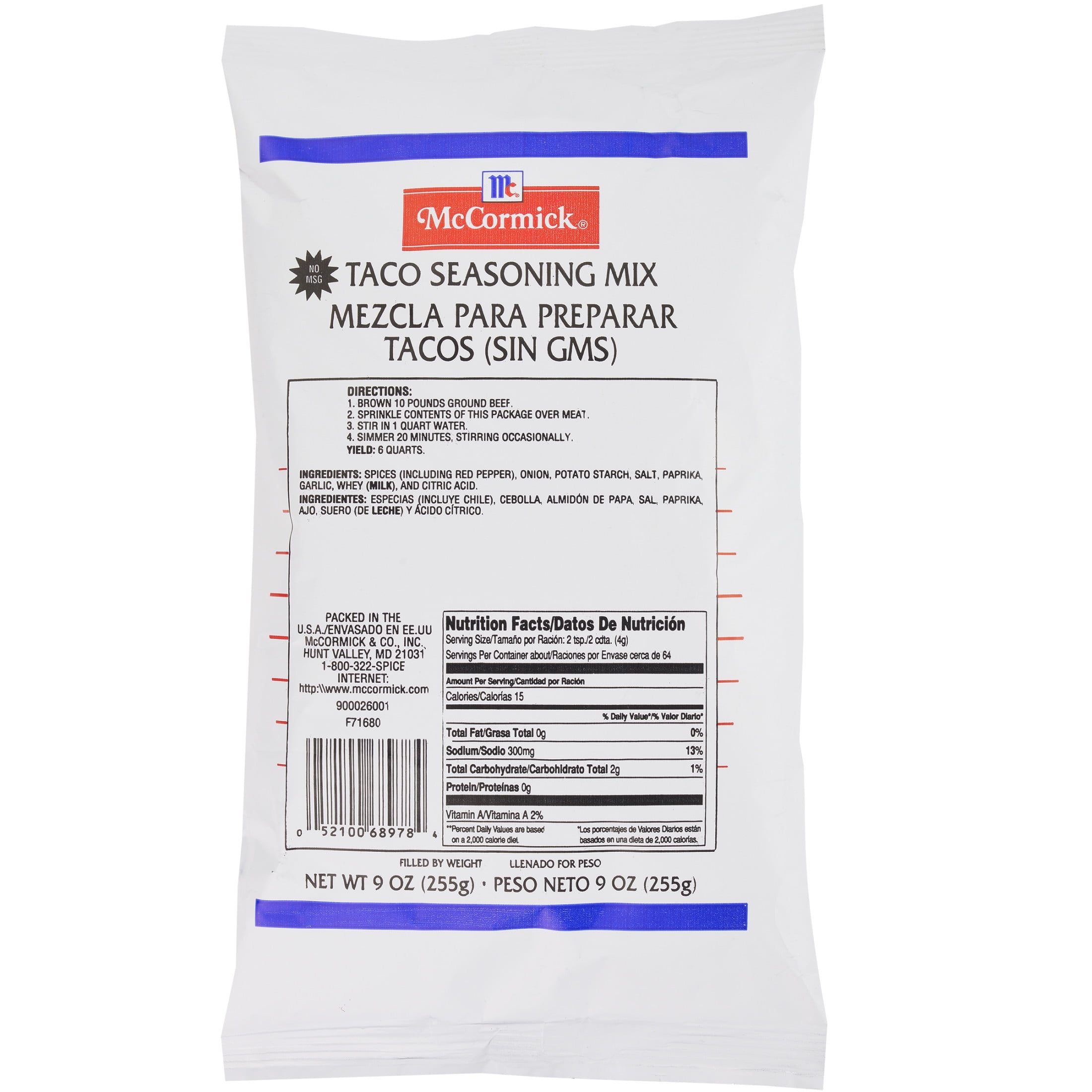 McCormick Culinary Taco Seasoning Mix, 9.0 oz Bag