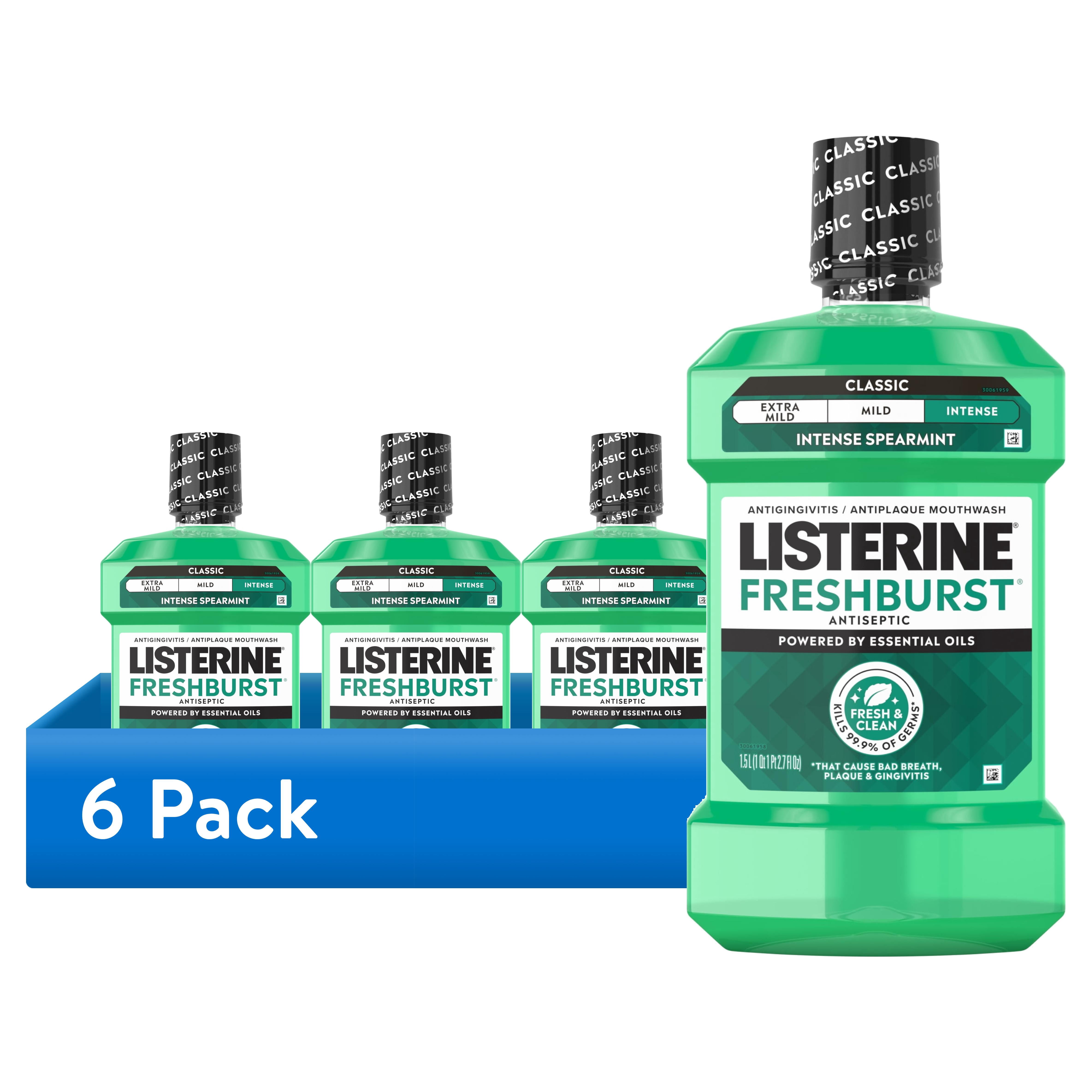 (6 pack) Listerine Freshburst Intense Antiseptic Mouthwash Oral Care, Intense Spearmint, 1.5 L