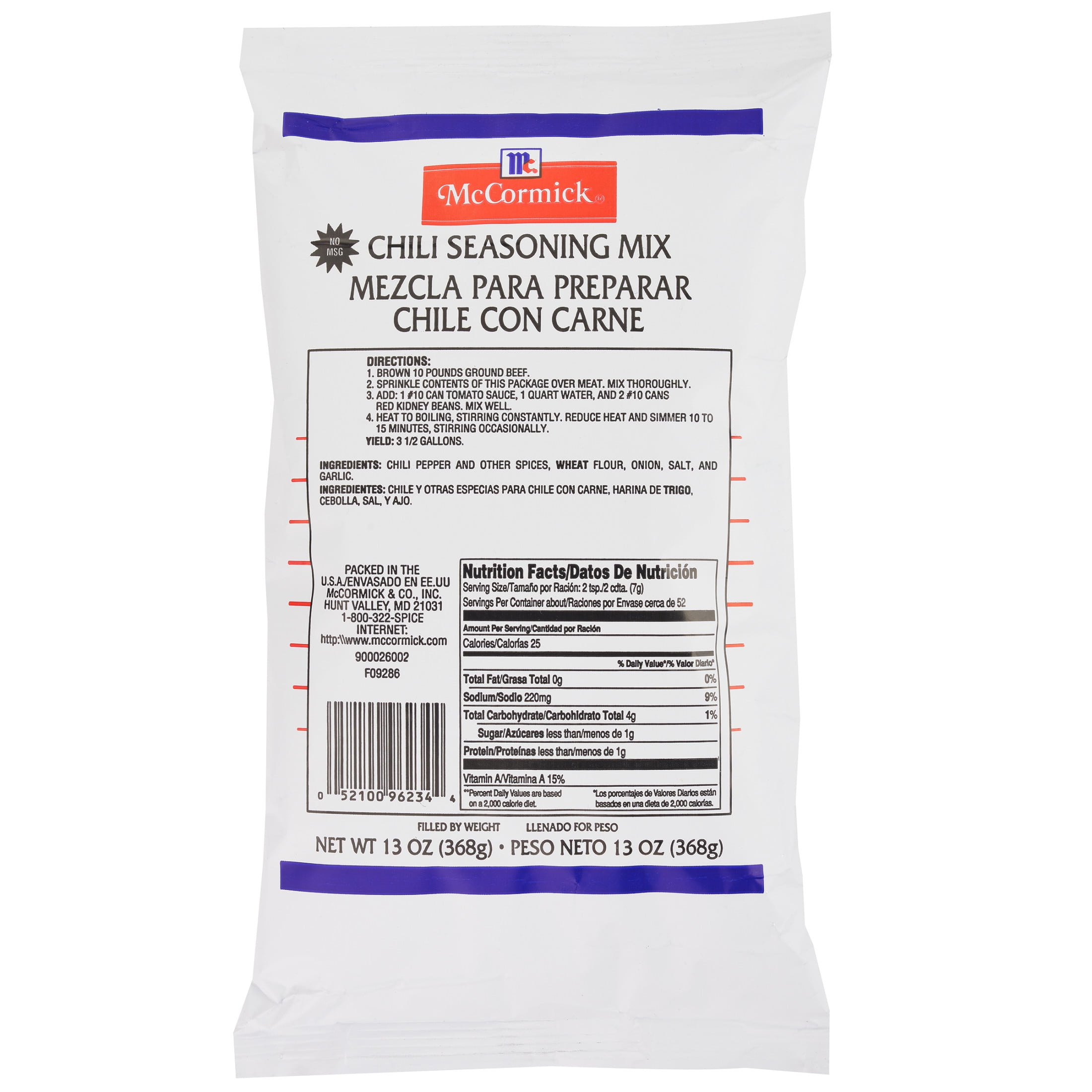 McCormick Culinary Kosher Chili Seasoning Mix, 13.0 oz Packet