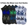 thumbnail image 1 of 6 PAIRS Marijuana Weed Cannabis Gray Low Cut No Show Socks, 1 of 3