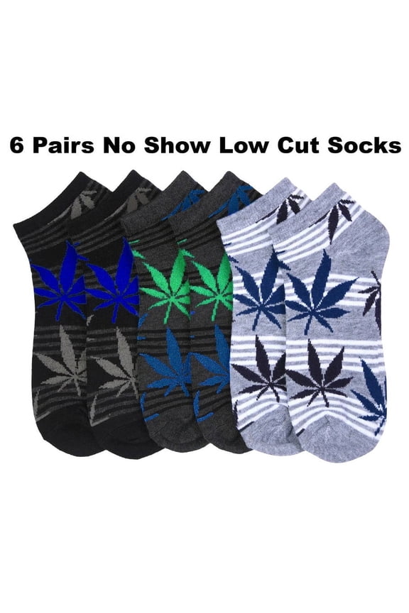 6 PAIRS Marijuana Weed Cannabis Gray Low Cut No Show Socks