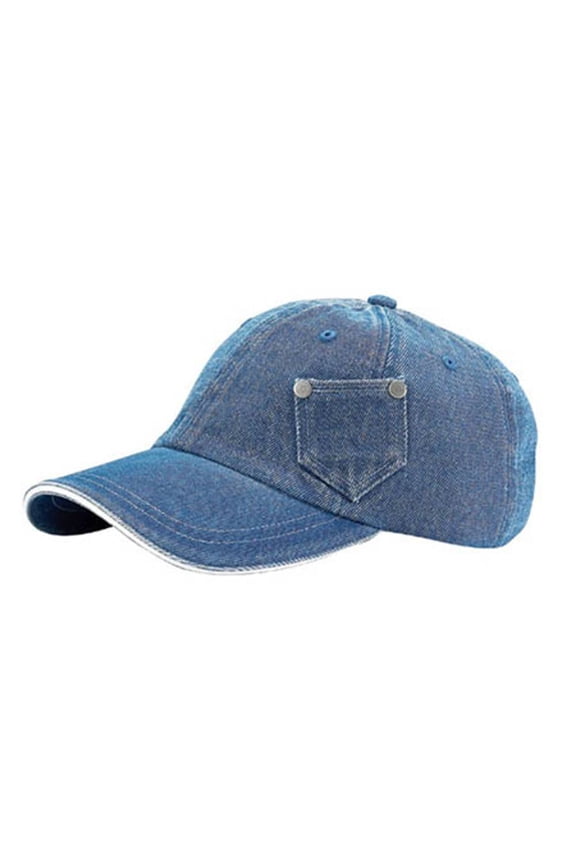 6 PANEL COTTON TWILL WASHED CAP - Denim