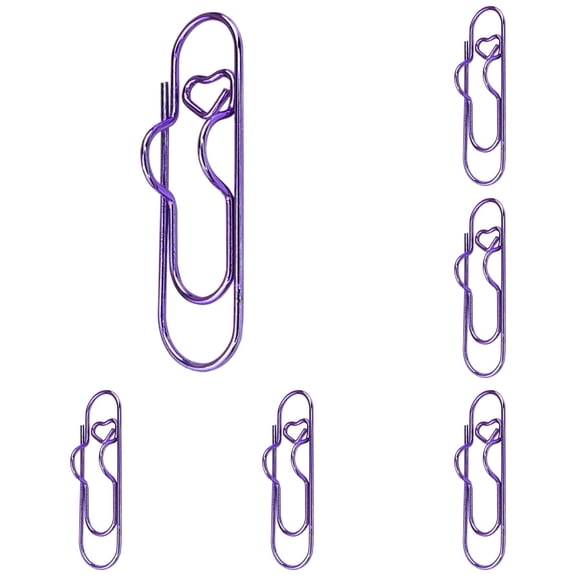 6 PC 2.8 Inch Pen Holder Clips,Heart Paperclip Pen Holder for Notebooks & Journals – Premium Metal Pen Clips for Notebook, Planner & Clipboard Use – Reusable Writing Tool,Purple