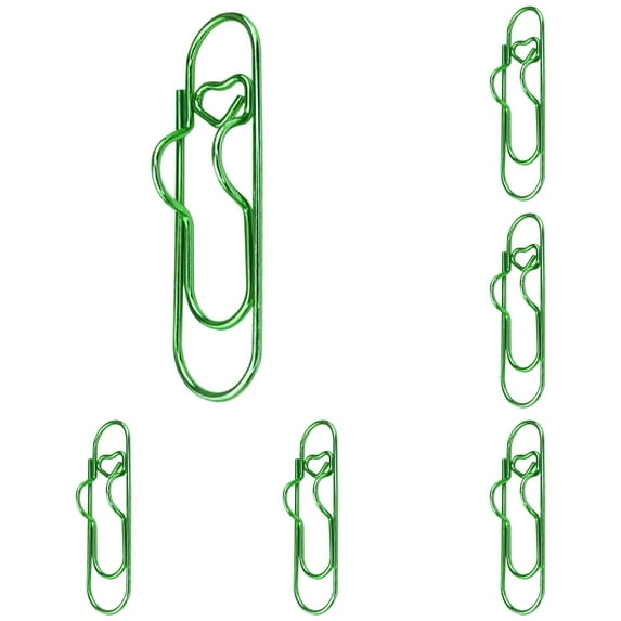6 PC 2.8 Inch Pen Holder Clips,Heart Paperclip Pen Holder for Notebooks & Journals – Premium Metal Pen Clips for Notebook, Planner & Clipboard Use – Reusable Writing Tool,Green