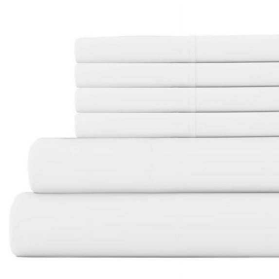 6-PC California King Size White Color Giza 1000-Thread-Count Cotton Sheet Set - 15 Inch Deep Pockets