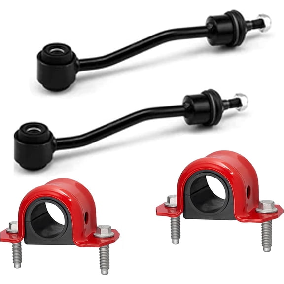 6 PC Front Sway Bar Link Kit + Front CODE RED EXTREME Bracket + Bushing Kit FITS Jeep Wrangler 1997-2006, Brackets And Bushings Made In The USA K3197