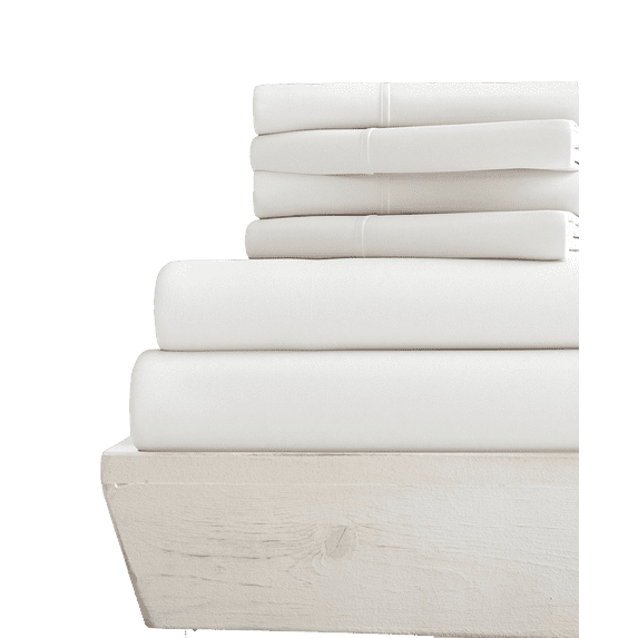 6-PC Full Sheet Set - (Extra Pillowcases, Fitted Sheet & Flat Sheet) 700-Thread-Count 100% Egyptian Cotton, Sateen Weave - Long Staple 700TC Cotton, 18-Inches Deep Pockets - White