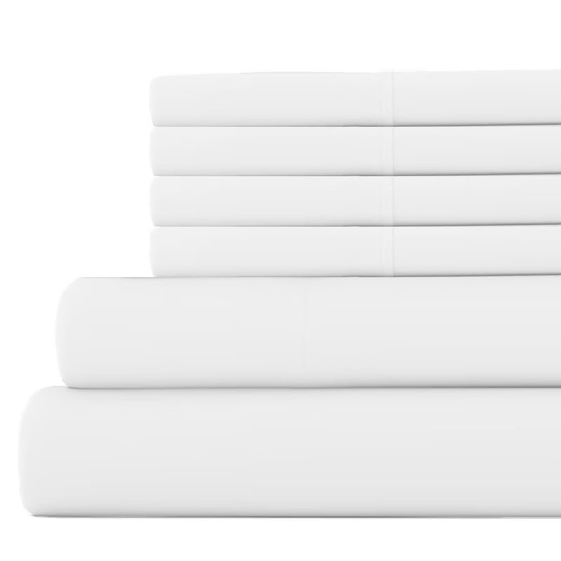 6PC Full Size White Color Giza 1000ThreadCount Cotton Sheet Set 15
