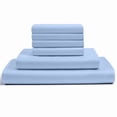 thumbnail image 1 of 6-PC Full XL Egyptian 300-TC Cotton Sheet Set - 15" Deep Pockets with 1 Fitted Sheet, 1 Oversized Flat Sheet 4 Pillowcases - Light Blue, 1 of 7