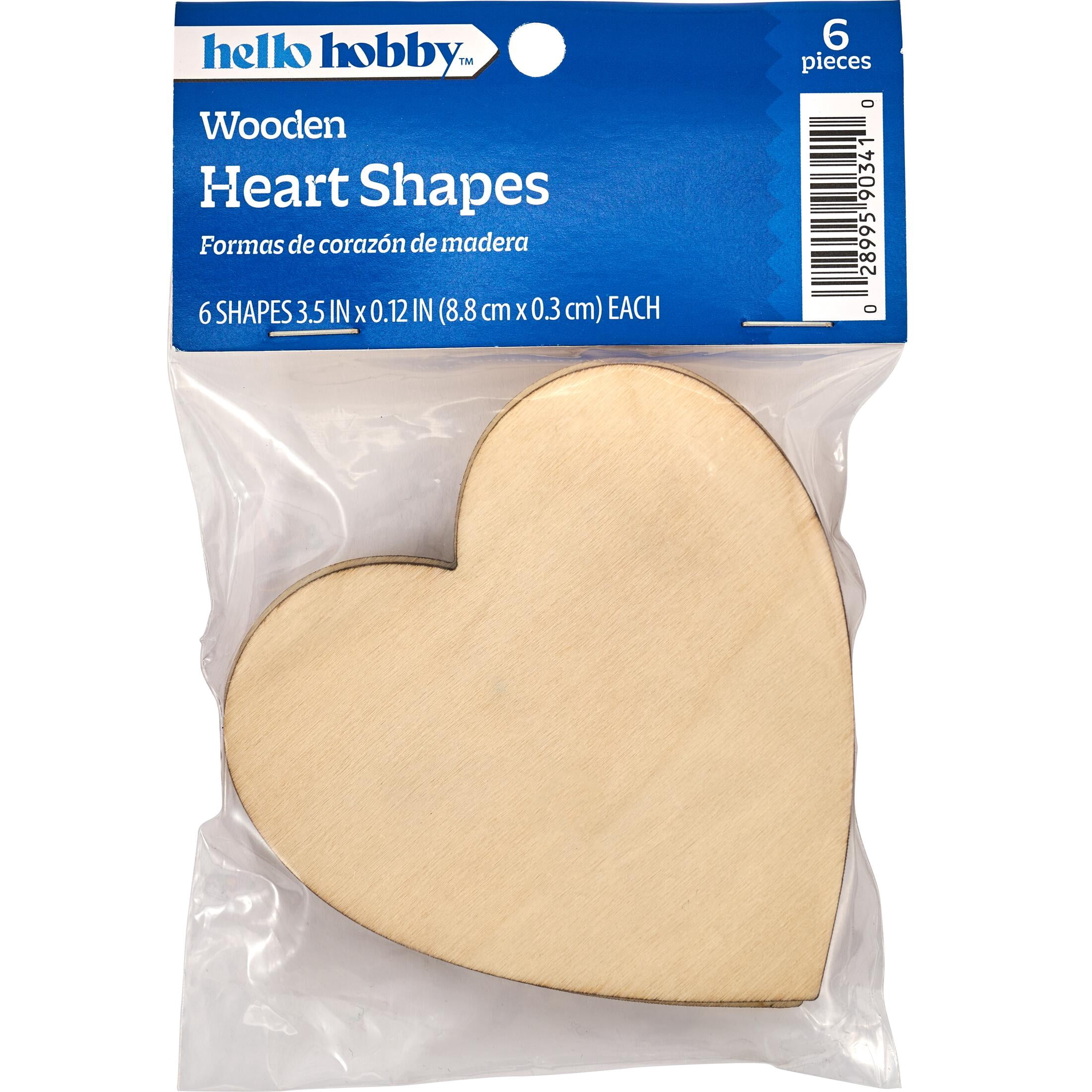 Hello Hobby Plywood Heart Shape Pack, Set of 6, 3.5"