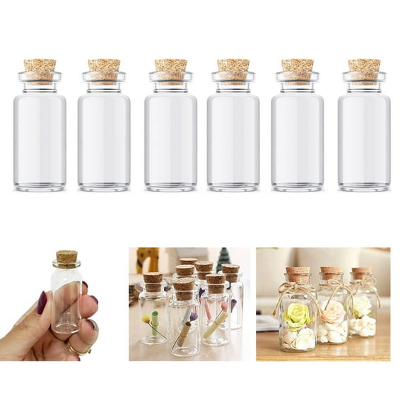 6 PC Mini Glass Jars Cork Lids Storage Containers Crafts Wedding Favors Sand Jar